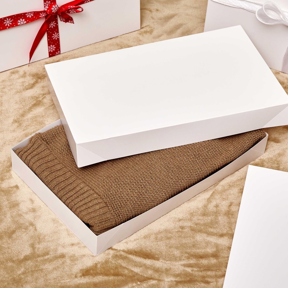 SUNCOLOR 6 Pack 14" Medium White Gift Boxes With 1 count (Pack of 6),