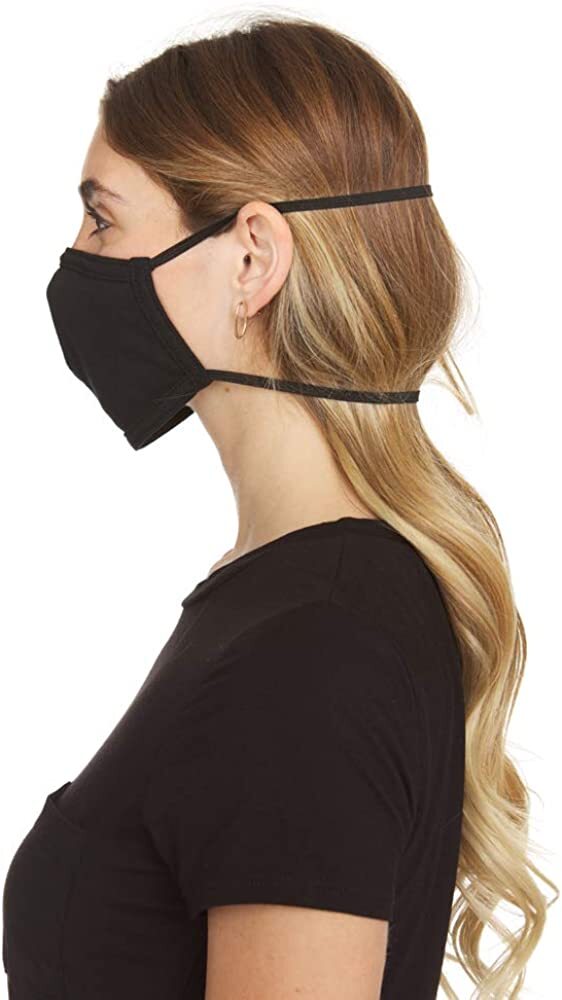 Soft Face Cover Combed Cotton Anti-Microbial Prevention, Washable 60 Pack, Black