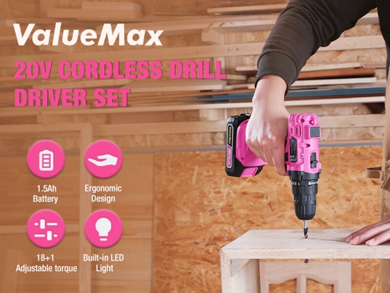 ValueMax Cordless Drill Driver Set Magnetic w/Keyless Chuck 18+1 Torque Settings
