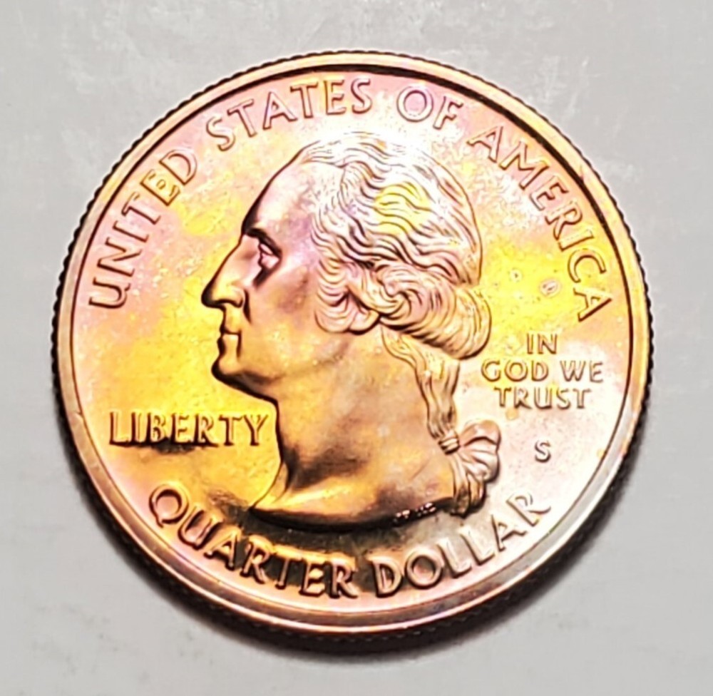 TONED 2000 S MASSACHUSETTS STATE QUARTER CLAD PROOF UNC #C4232