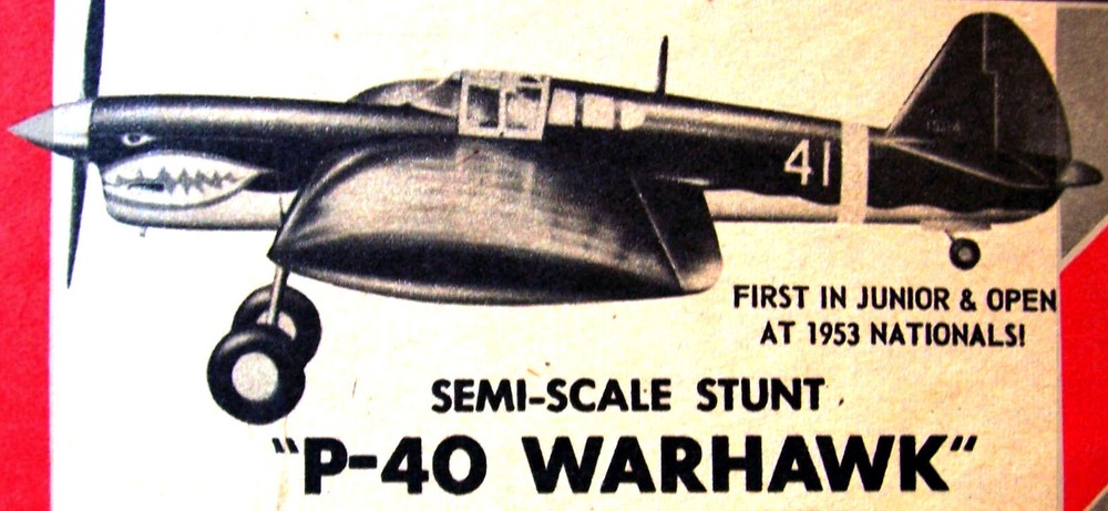 Berkeley Model Airplane Plans (UC): P-40 Warhawk 45½" Sem-Scale Stunt .19-.35
