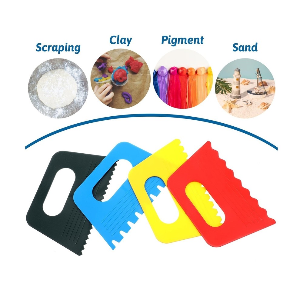 4 Pcs Paint Texture Tools Plastic Scraper Set for Plaster Art Canvas