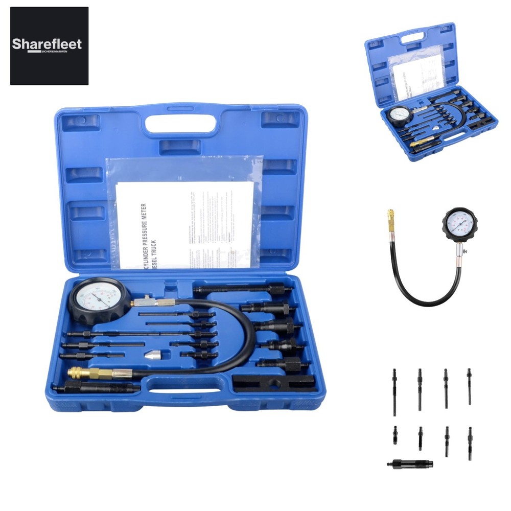 Compression Tester Set for Diesel Engines 70 Bar Pressure Gauge Compression Ste...
