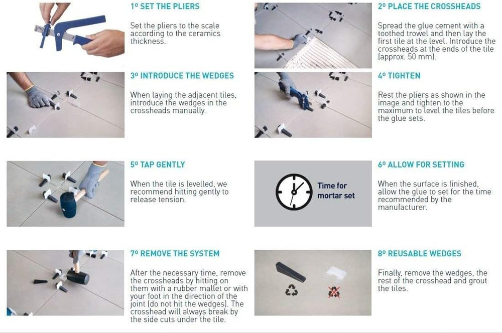 Leveling Tabs for 16-30mm Tile Thickness - 1mm, 300 Pack