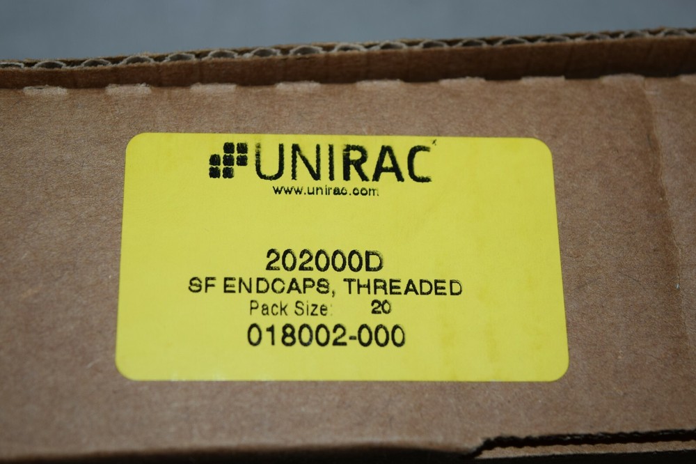 Unirac SunFrame 202000D Threaded End Caps Lot of 20