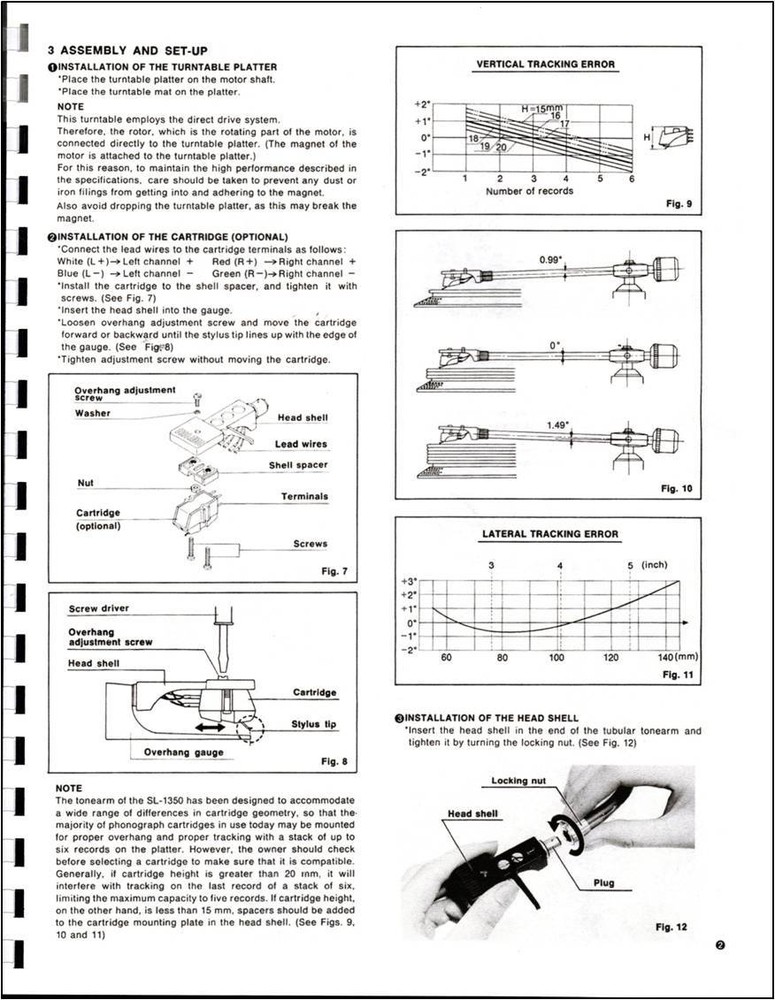Technics SL-1350 Turntable Owners Manual