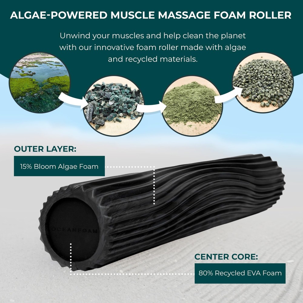 Soft Tidal Roller (Black & Charcoal Marbled) - Low Density Foam Roller for Ph...