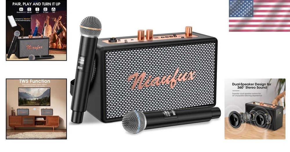 Portable Karaoke System with 2 Microphones
