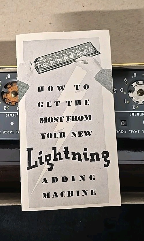 Vintage Lightning Portable Adding Machine. With Box, Tool, Machine And Stand