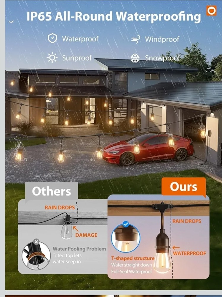 Addlon 48 ft LED Weatherproof String Lights