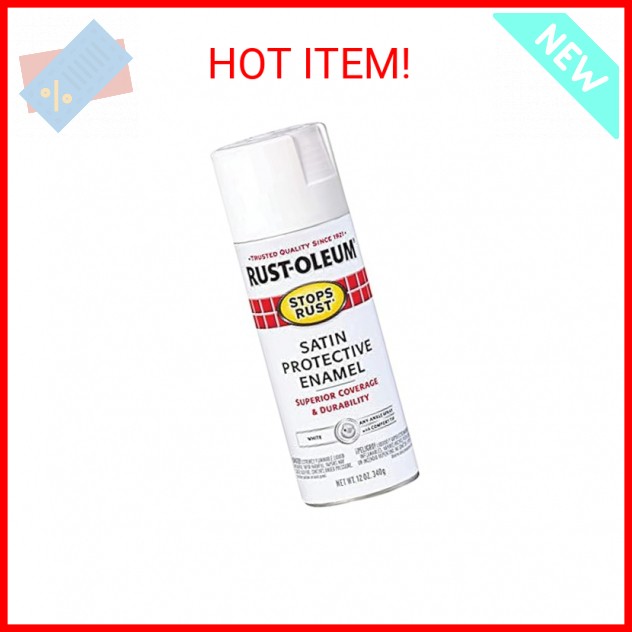 Rust-Oleum 7791830 Stops Rust Spray Paint, 12 oz, Satin White