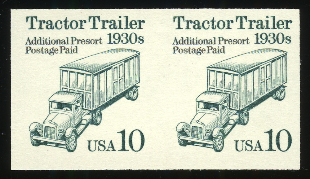 US #2457a  10¢ Tractor Trailor, imperf pair, VF NH MNH
