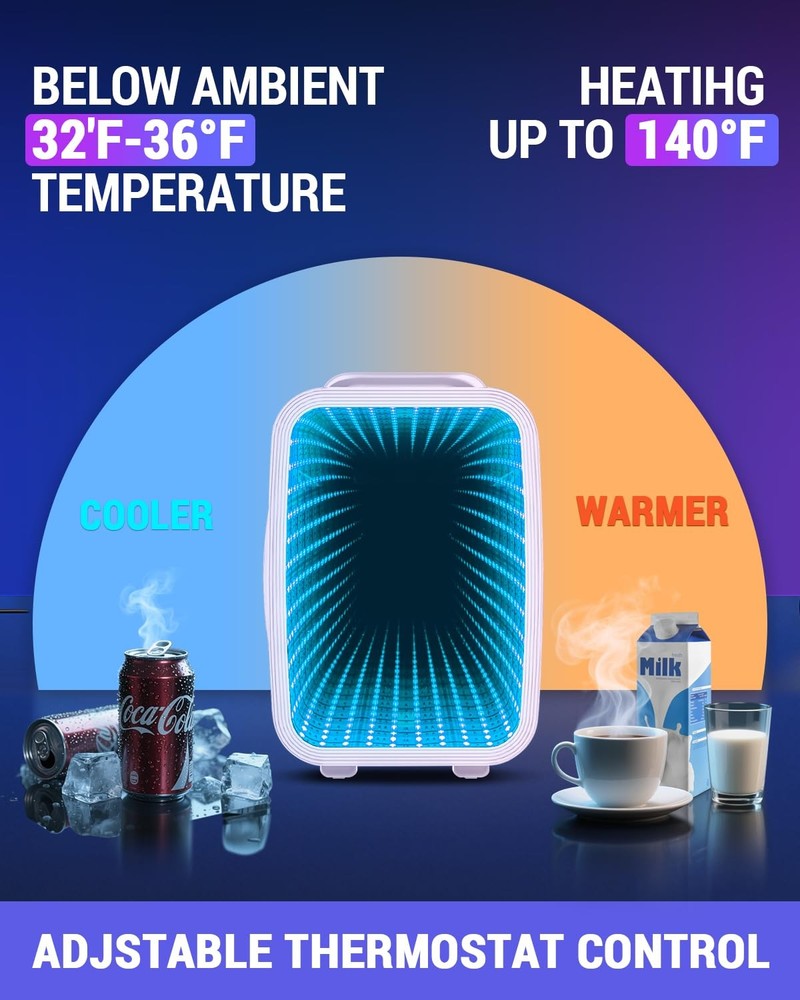 Mini Fridge, 4 Liter/6 Cans Small Refrigerator With Dimmable LED Light,AC/DC ...