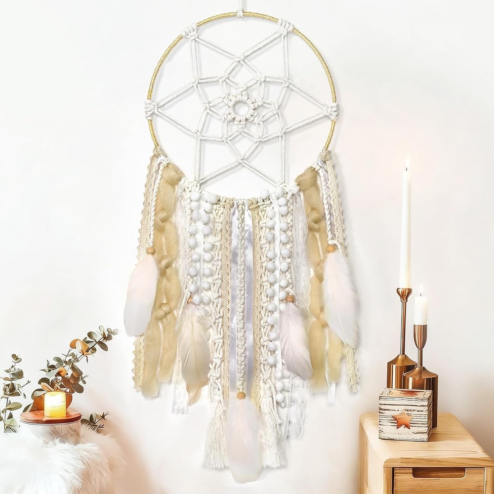 Handcrafted Large Feather Dream Catcher - Traditional Boho Wall Decor