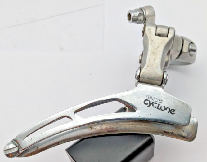 SUNTOUR CYCLONE FRONT DERAILLEUR JAPAN MAEDA 28.6 SILVER BOTTOM PULL