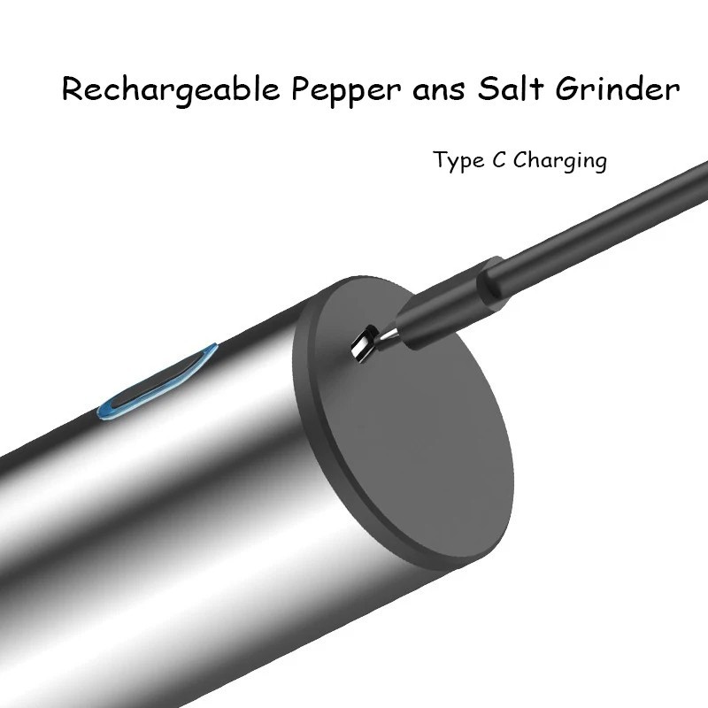 Electric Salt Pepper Grinder Rechargeable Adjustable Coarseness Mill Set