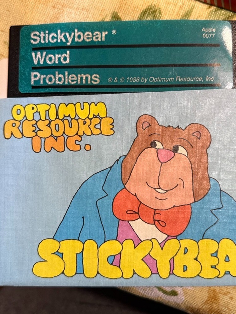 Apple 5.25 Software - STICKYBEAR WORD PROBLEMS - tested to work on Apple 2c