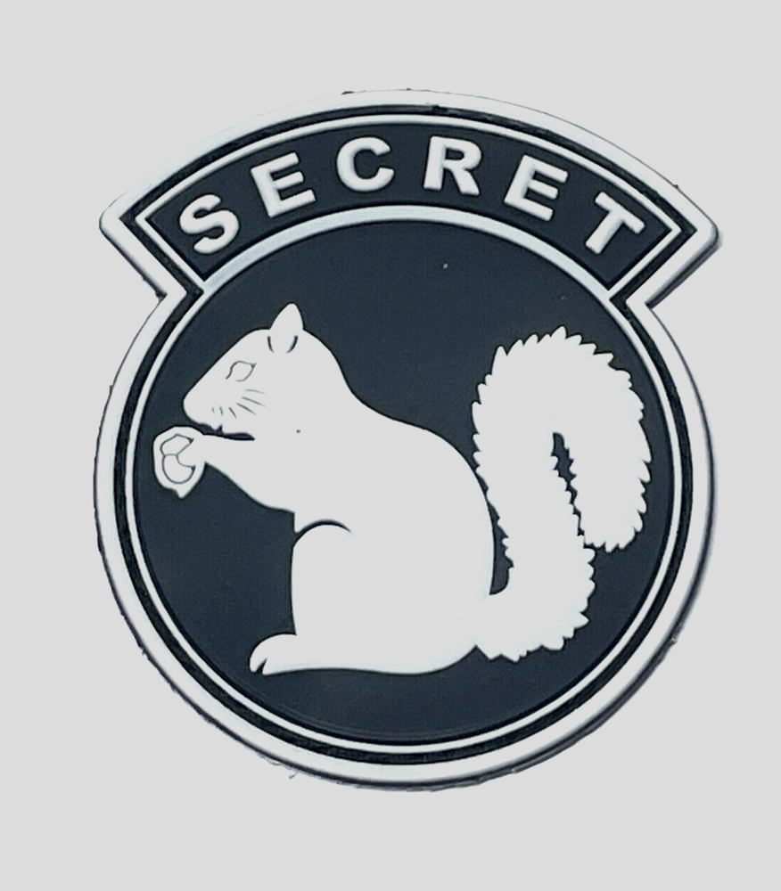 Top Secret White Squirrel Black Ops PVC Rubber Patch, Tactical Hook & Loop Patch