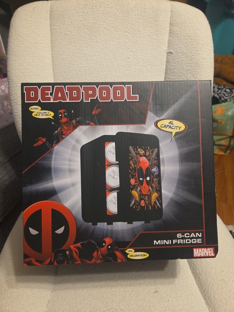 Marvel Deadpool Mini Fridge 6-Can 4L Capacity Sealed Never Opened