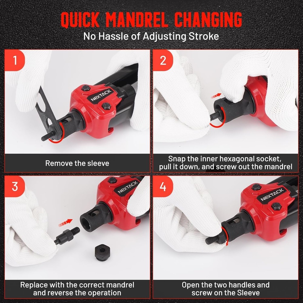 Rivet Nut Tool Kit w/ Step Drill Bit 120 Nutserts, Heavy Duty Rivnut Tool Set