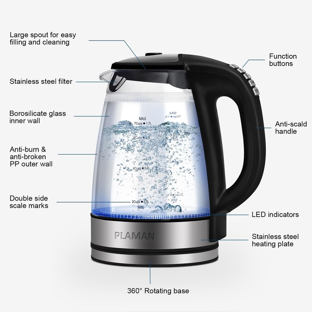 1500W Electric Kettle with Temperature Control - 6-Temp Presets for Tea/Coffe...