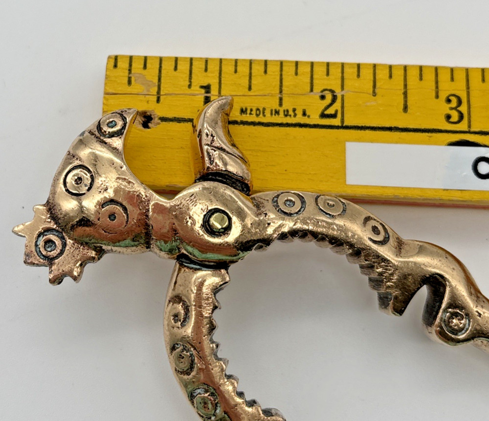 Vintage Solid Brass Rooster Bird Nutcracker Antique Unique Funny Statement Piece