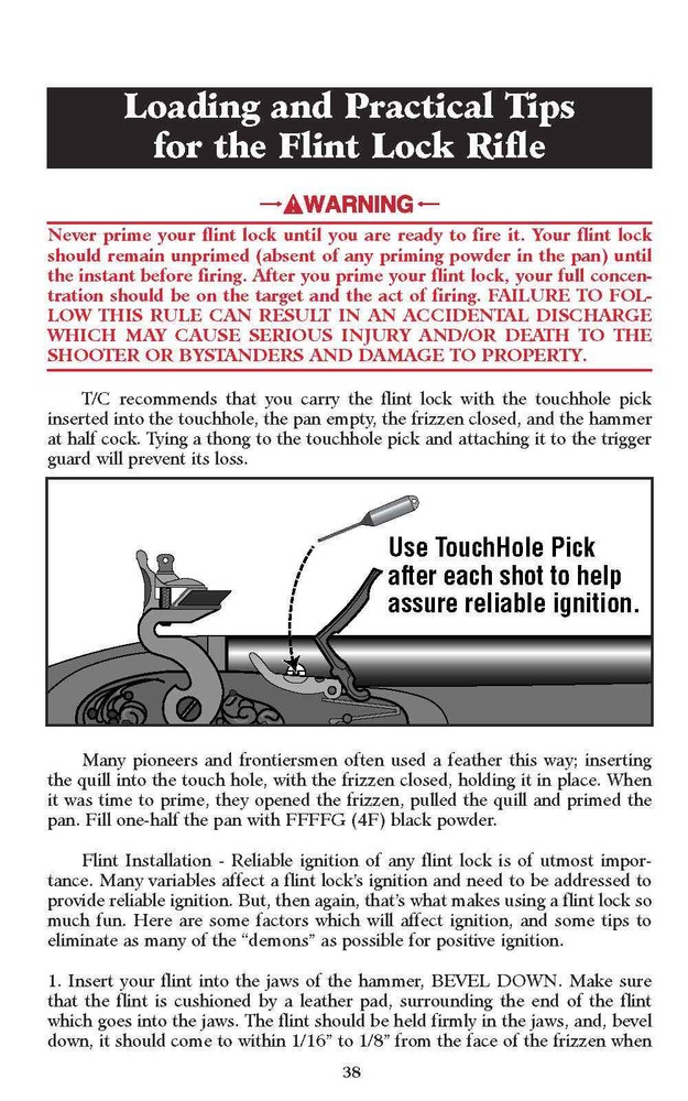 THOMPSON CENTER Side Lock Black Powder Muzzleloading Firearms Owners Manual 92pg