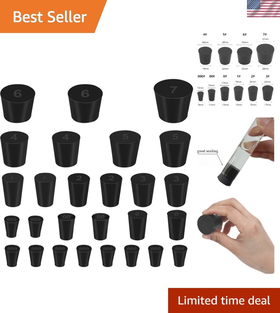 Versatile 27 Pcs Rubber Stoppers - 10 Assorted Sizes for All Applications