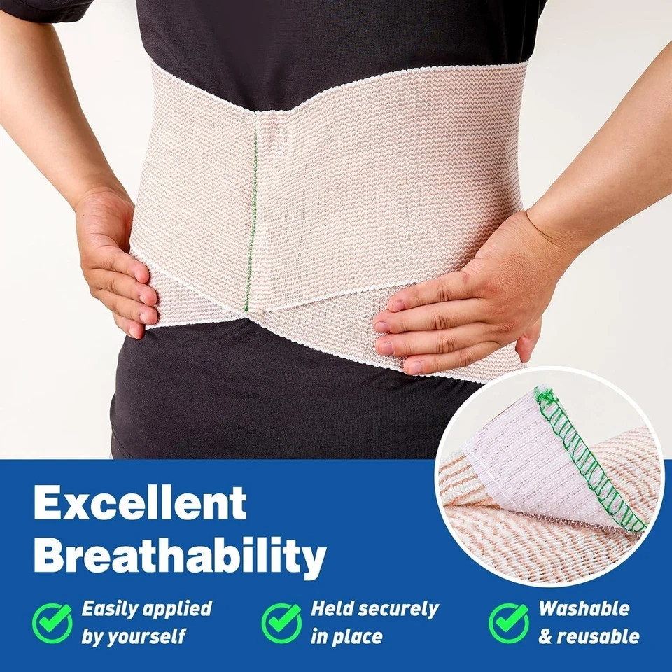 6" Wide Cotton Elastic Compression Bandage Body Wrap Hook/Loop 5 Pack