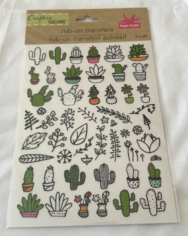 Crafter’s Square Rub on Transfer Cactus NEW