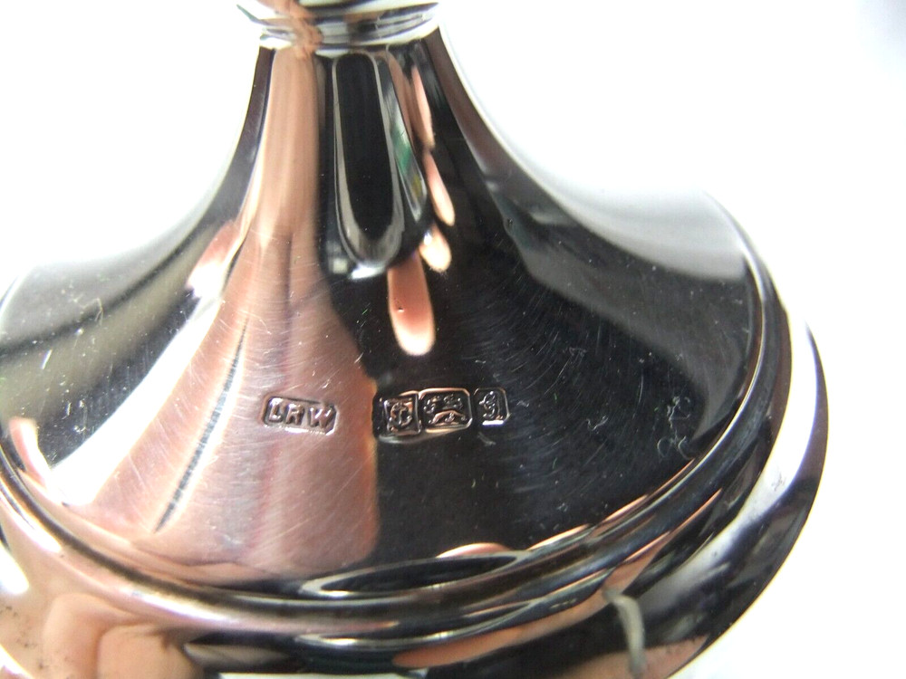 Pair Solid Sterling 925 Silver Dwarf Candlesticks Lawrence R Watson B'ham 1981