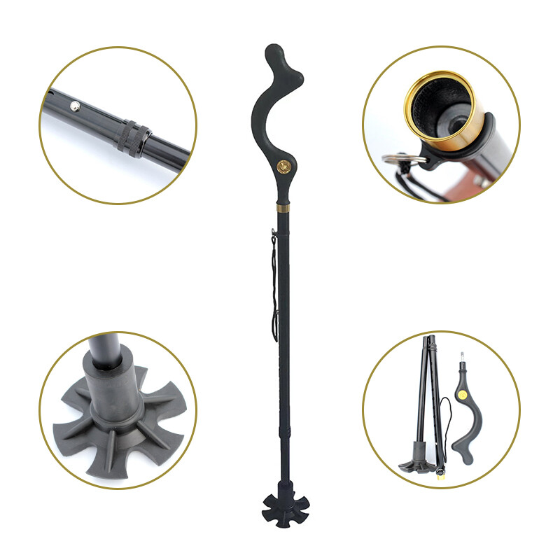 2pcs Collapsible Adjustable Walking Cane Stick Men&Women Posture Correcting Cane