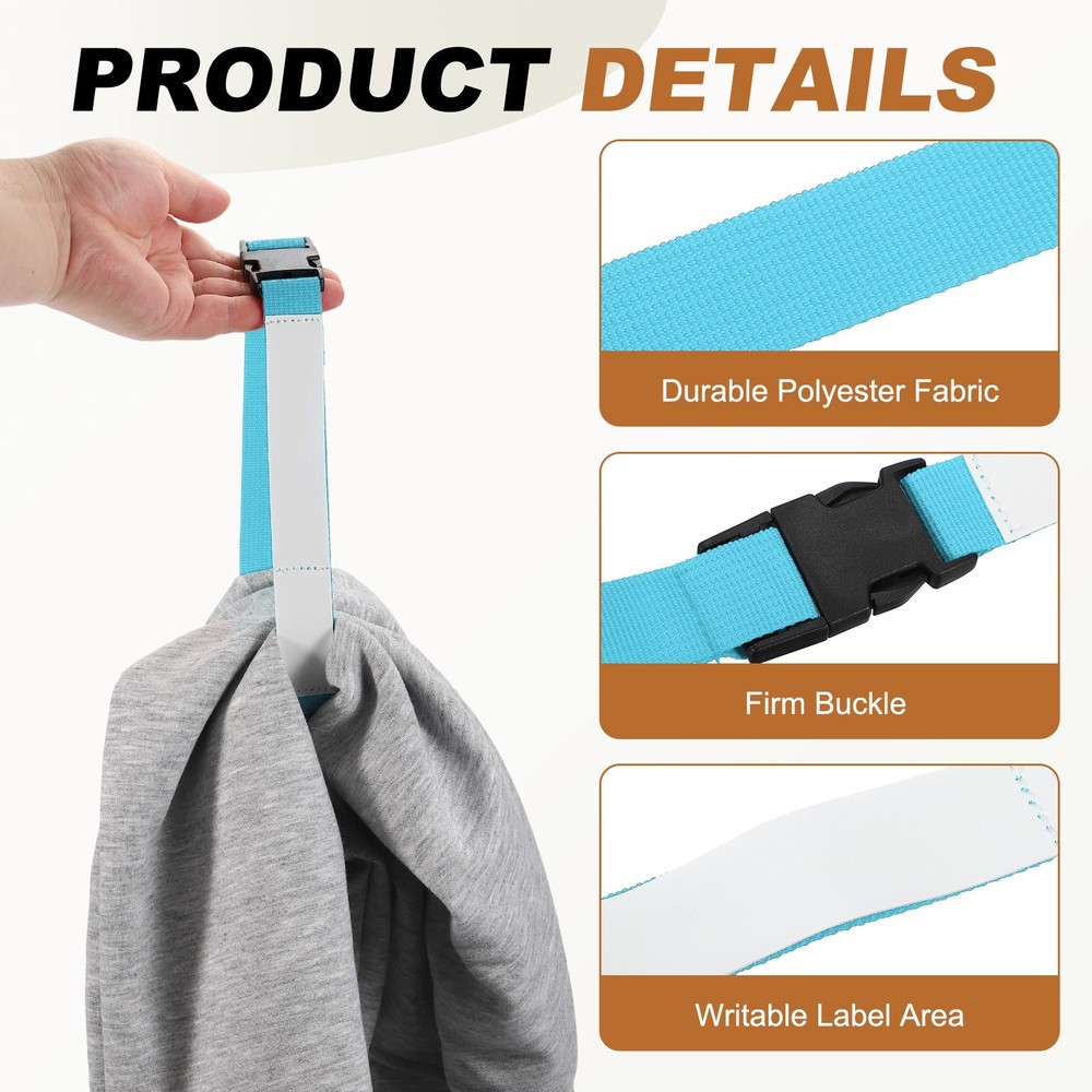 2 Pcs Multipurpose Laundry Strap with Buckle, Light Blue