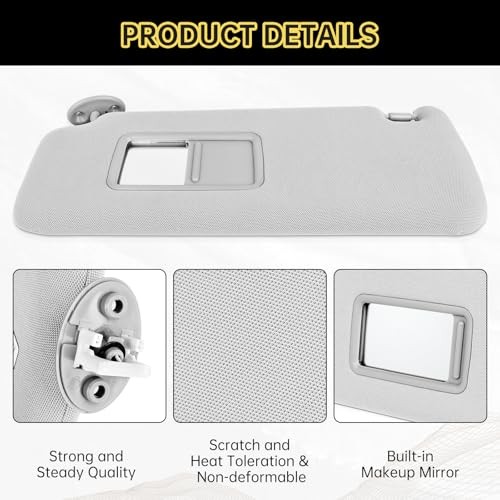 Left Driver Side Sun Visor with Vanity Light Compatible with to Left Side Grey
