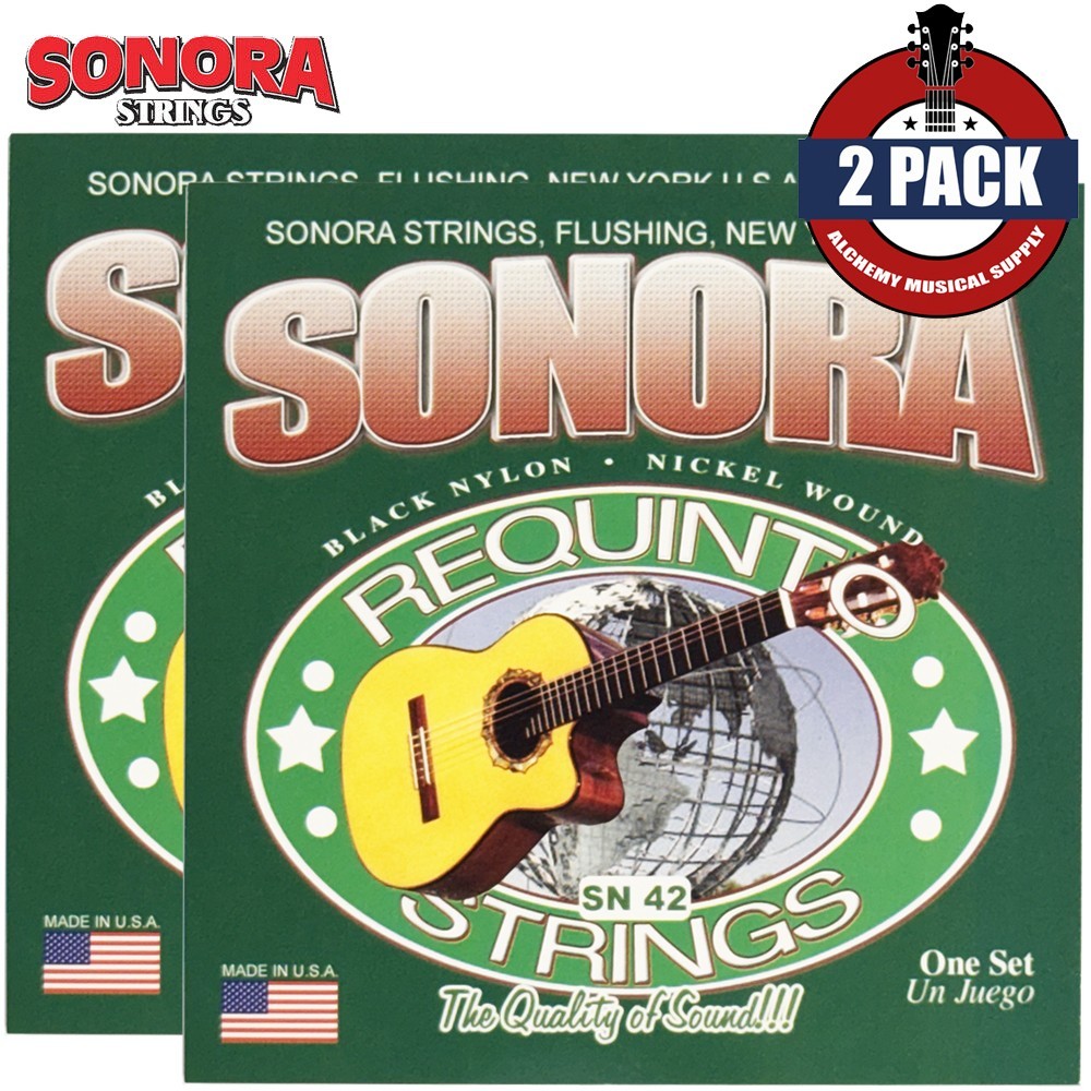 2-PACK Sonora SN42 Black Nylon Silver Plated Wound Requinto Guitar Strings
