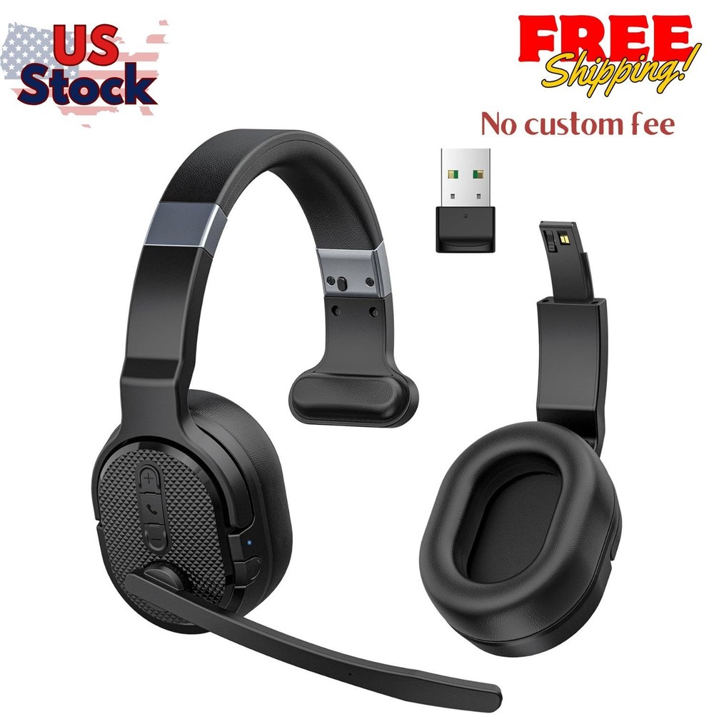 Trucker Bluetooth Headset with Dongle, Noise Cancelling Microphone