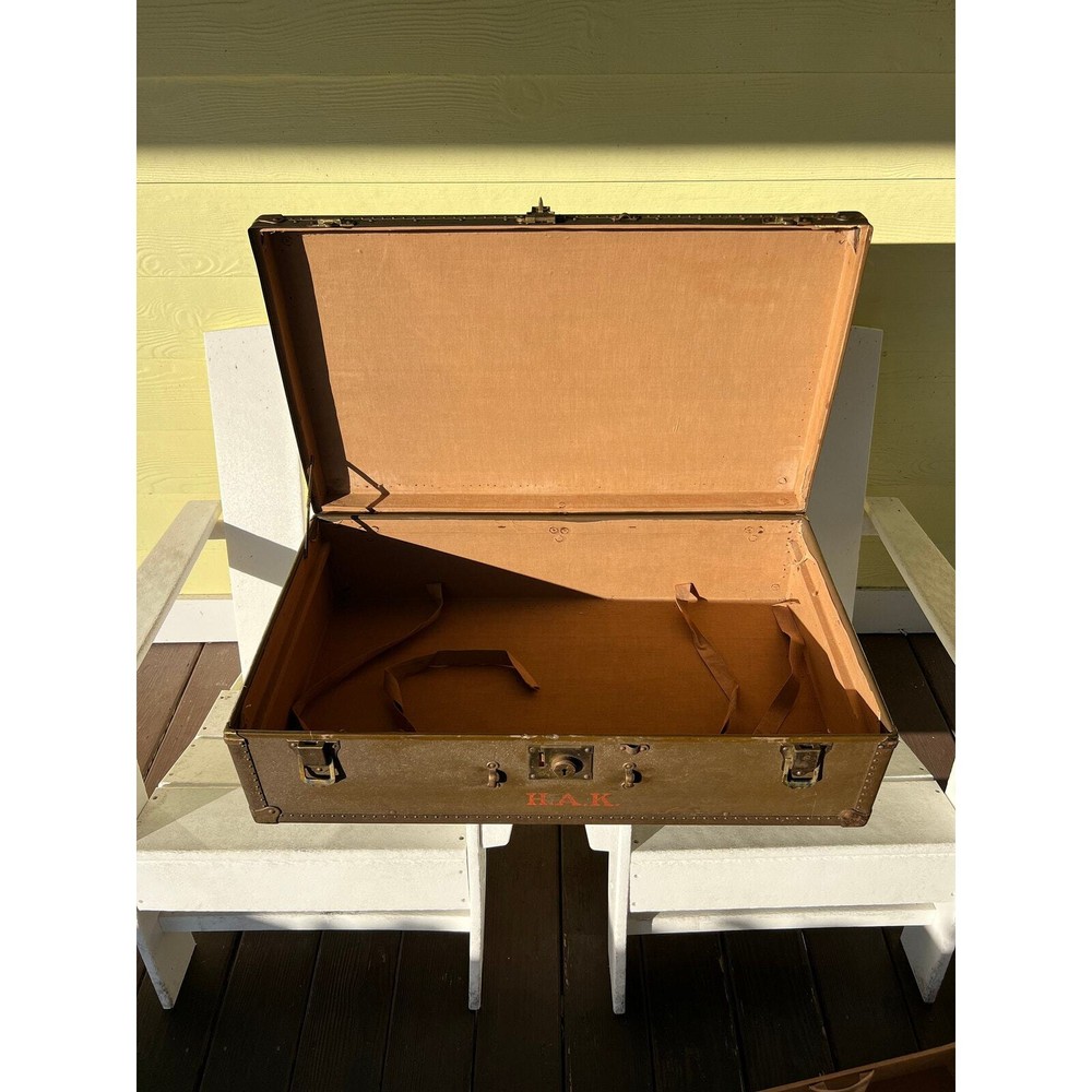 Vintage Oshkosh Steamer Trunk Suitcase