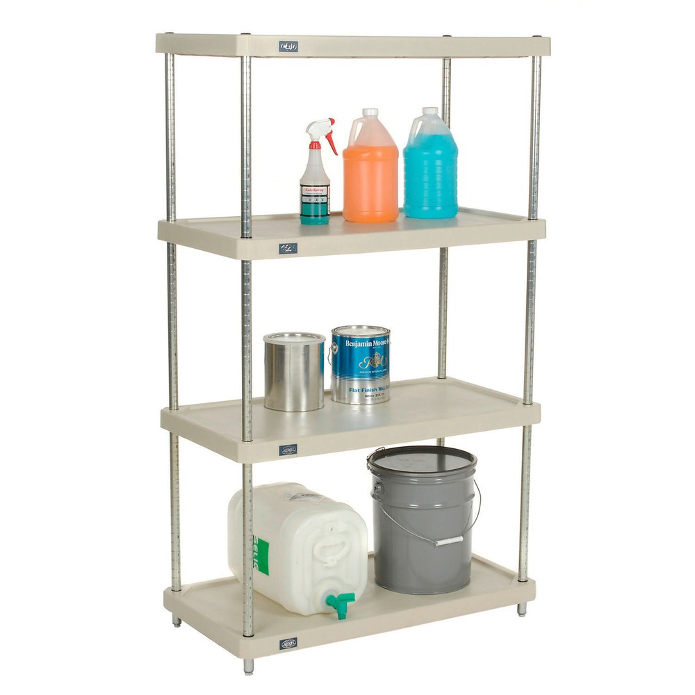 Nexel Plastic 4 Tier Solid Shelving Unit Nexelon Posts 48"W x 24"D x 63"H