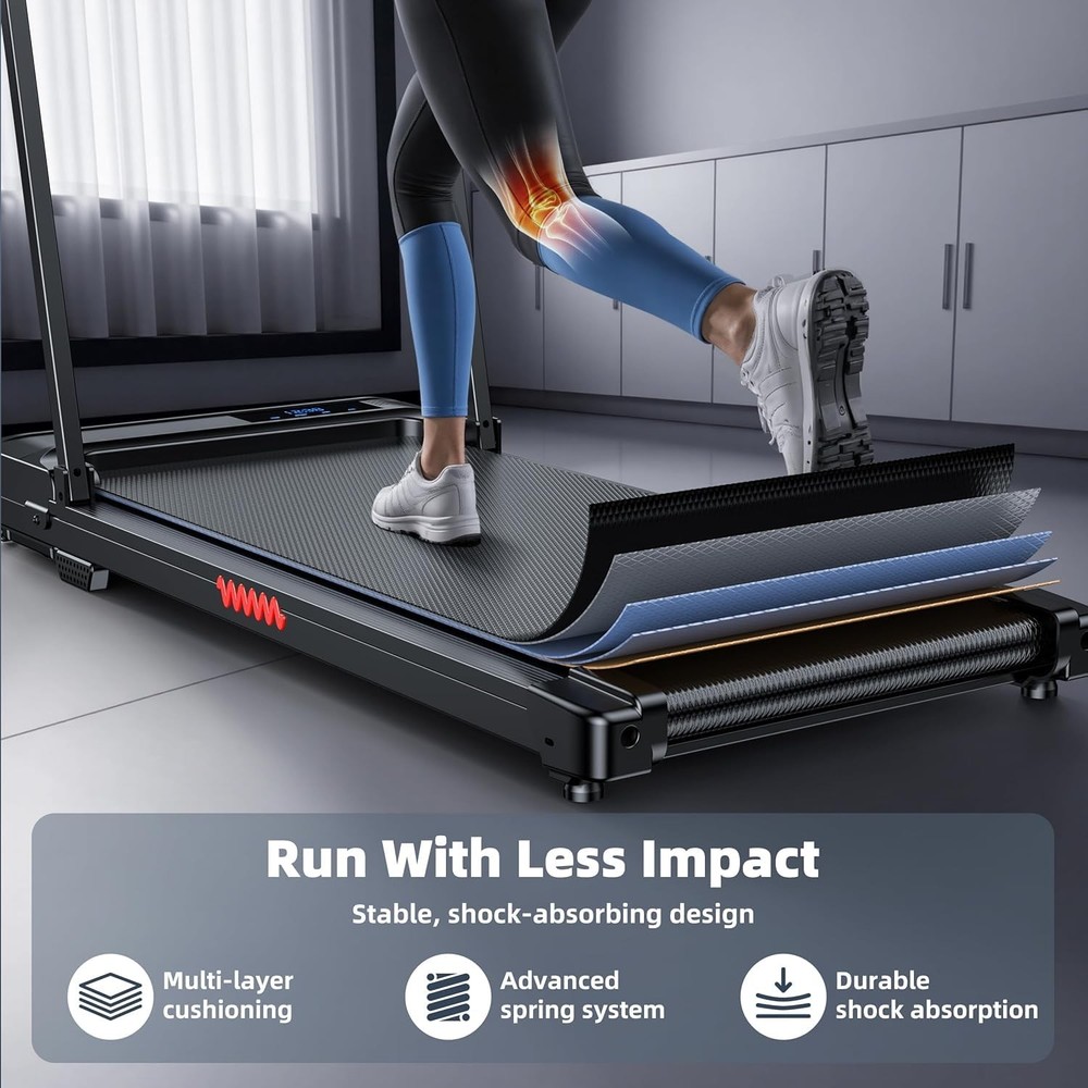 Walking Pad Treadmill for Home - Folding Treadmills with Handle Medium, Black