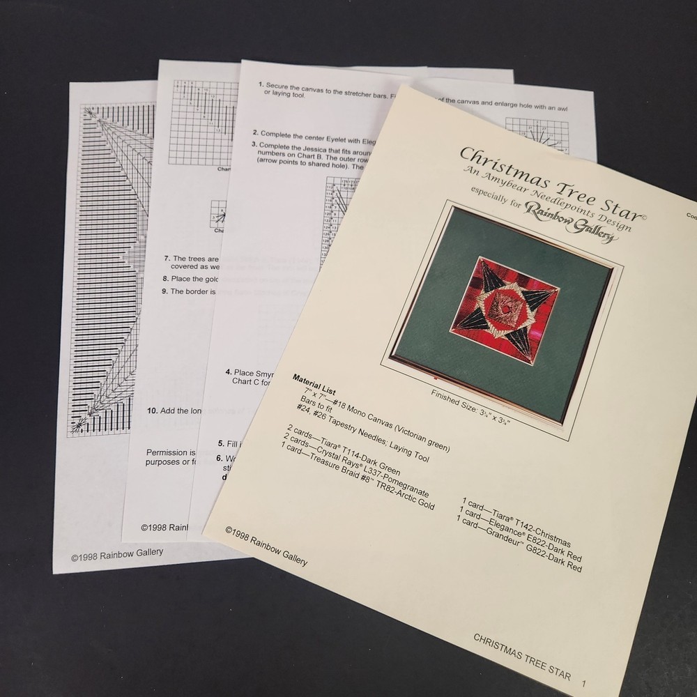 Amybear Needlepoint Design Christmas Tree Star Pattern Chart CTSC