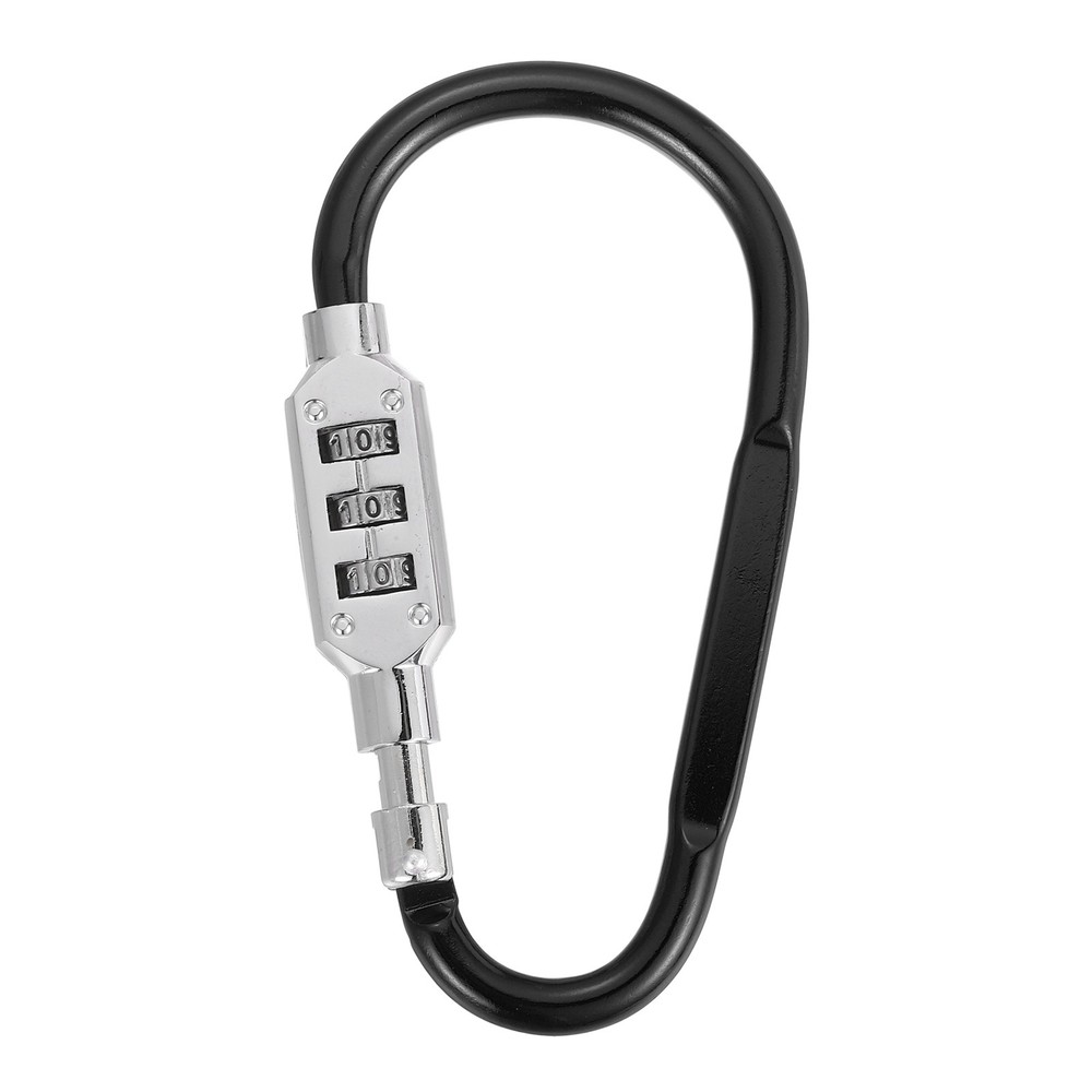 4.8" x 2.4" D-Shaped 3-Digit Code Combination Lock D-Ring Clip Locking, Black