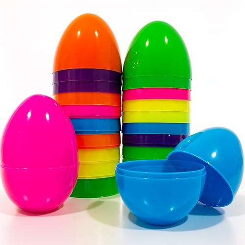 12 Pack 4.7" Large Easter Eggs, Fillable Plastic Easter Eggs in 6 Bright