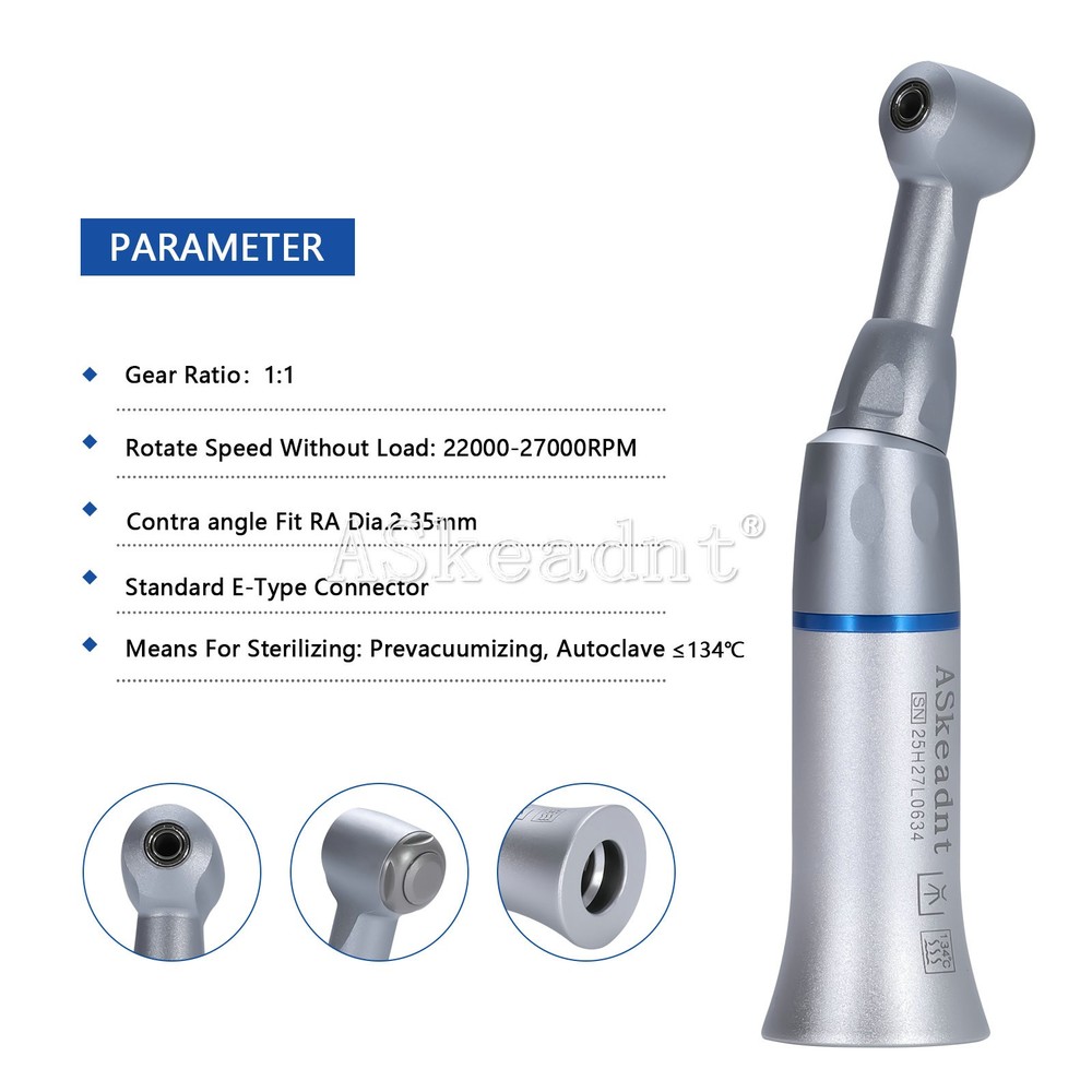 1-10 Dental Low Speed Handpiece Contra Angle Push Button E-Type ASKEADNT