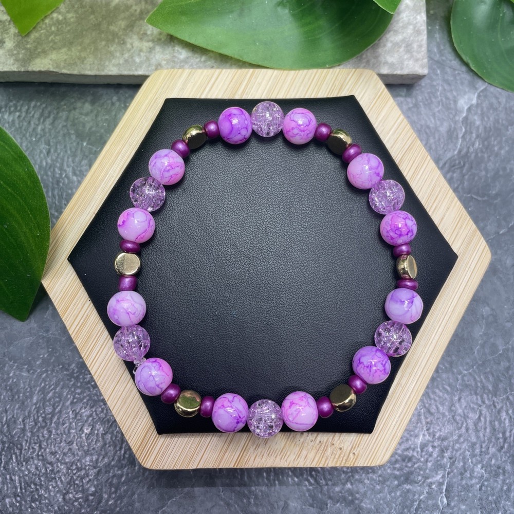 Handmade Bead Beaded Stackable 7.5” Plus Stretch Bracelet New Free Ship C1516