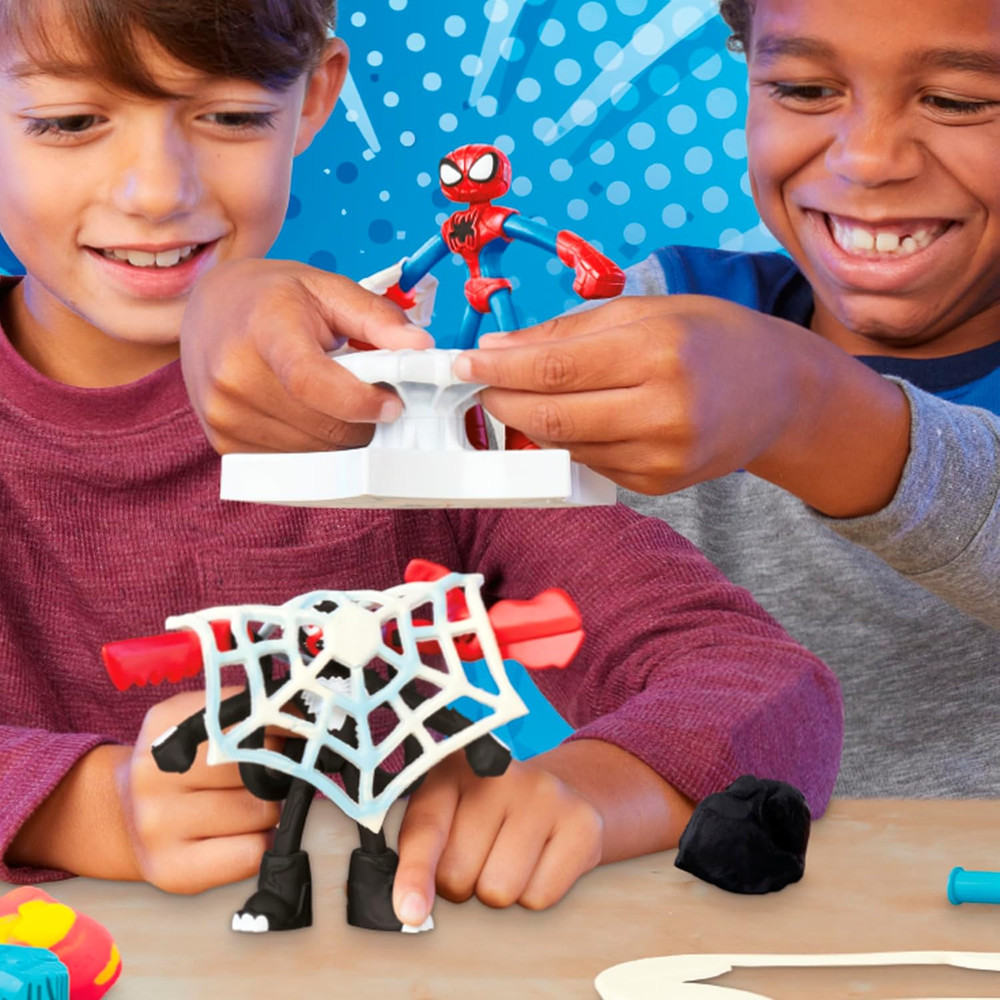 Marvel Spider-Man Launch & Slice Battle Playset with 2 Bendy Action Figures and