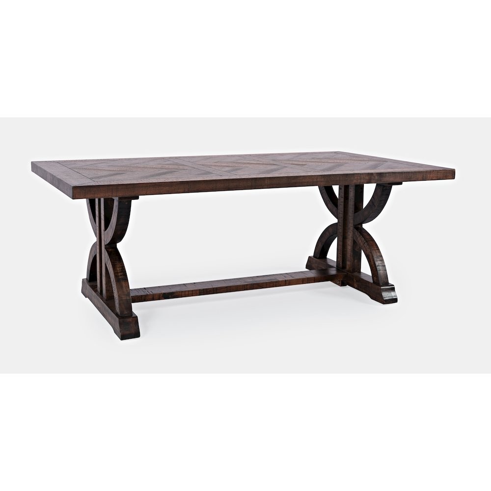 Fairview Transitional Herringbone Distressed Acacia Coffee Table