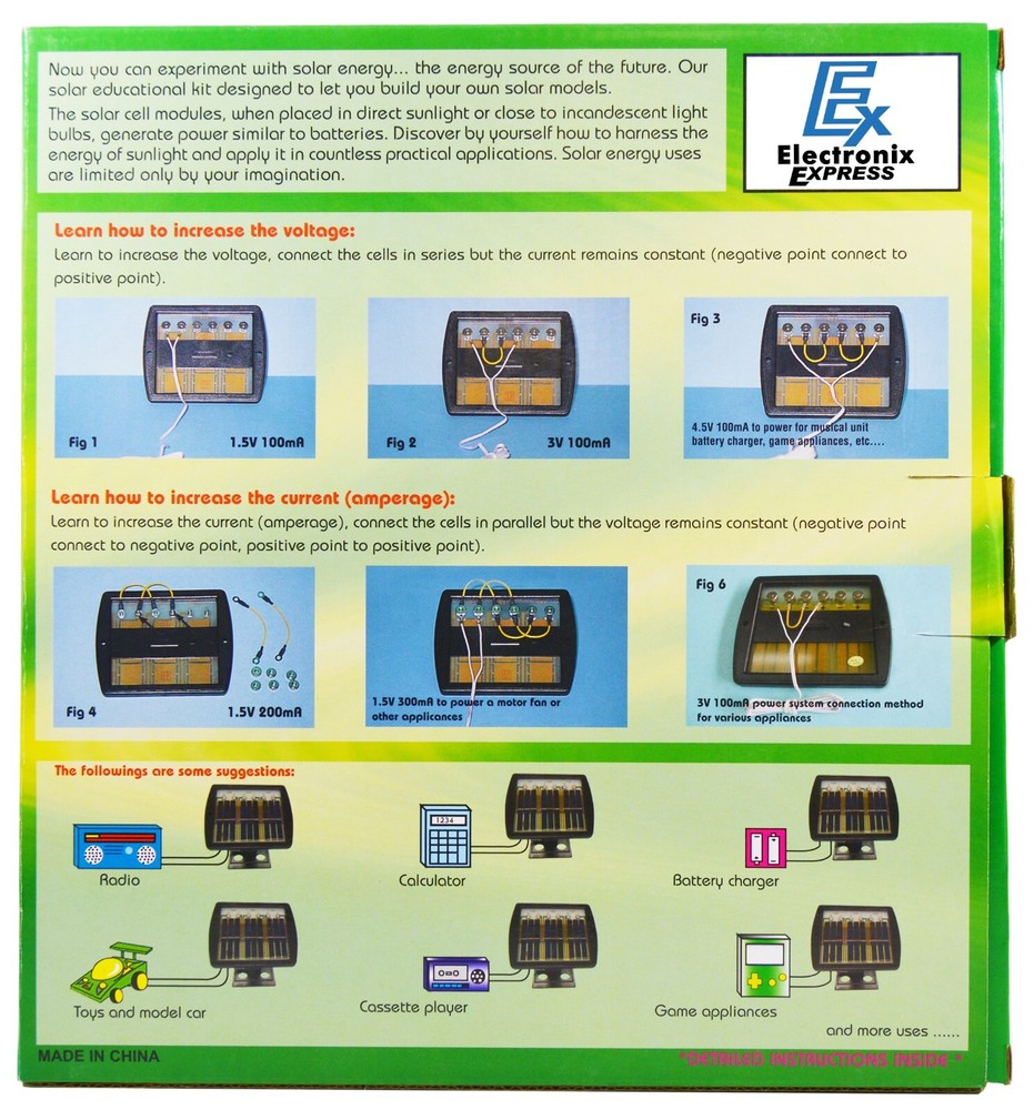 Educational Solar Energy Science Project with Solar Panel, Motor, Lightbulb, Fan