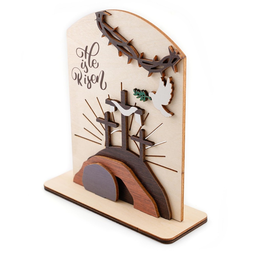 DuduCraft He is Risen Easter Resurrection Decor - 6x4x1 inches,