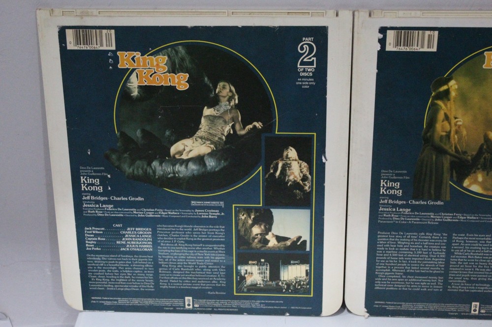 1983 CED SELECTVISION VIDEODISC Paramount Cult Classic King Kong 2 Disc Set