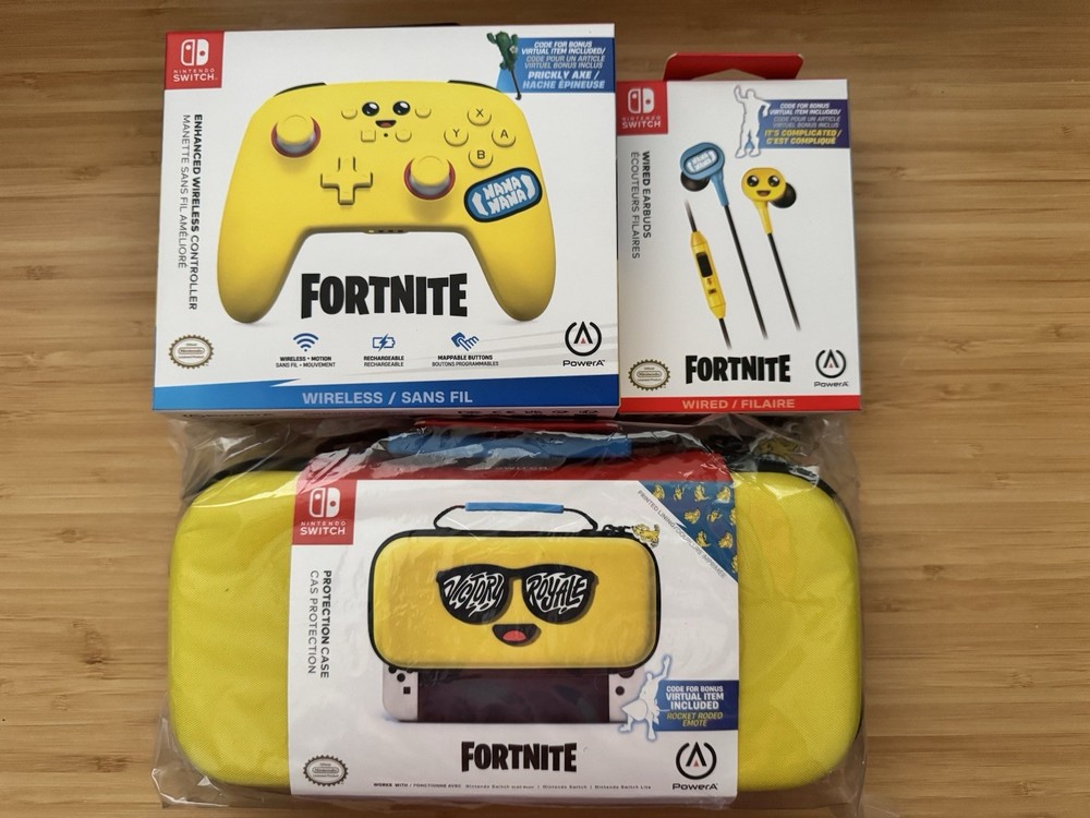 Fortnite Nintendo Switch Peely Bundle Case Controller Headphone Sealed w/ Codes